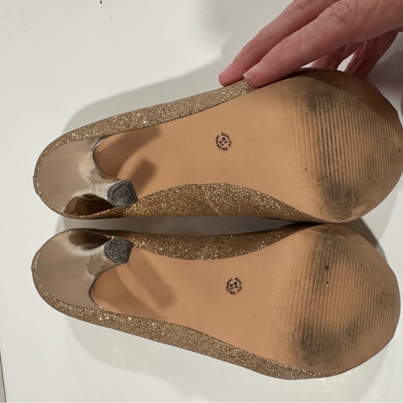 Jacqueline Ferrar Women’s Metallic Gold Glitter Peep Toe Shimmer Heel Shimmer - Picture 5 of 8